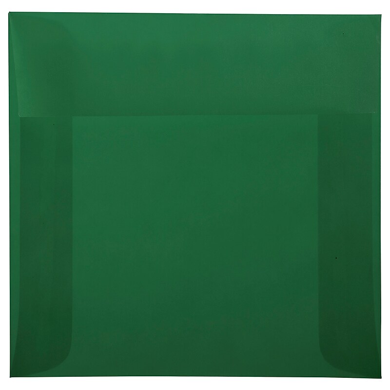 JAM Paper 6 x 6 Square Translucent Vellum Invitation Envelopes, Racing Green, 25/Pack (1591938) image 1