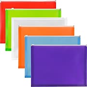 JAM Paper Plastic Expansion Envelopes with Zip Closure, Letter Booklet, 9.75 x 13, Assorted Colors, 6/Pack (218Z1ASSRTD)