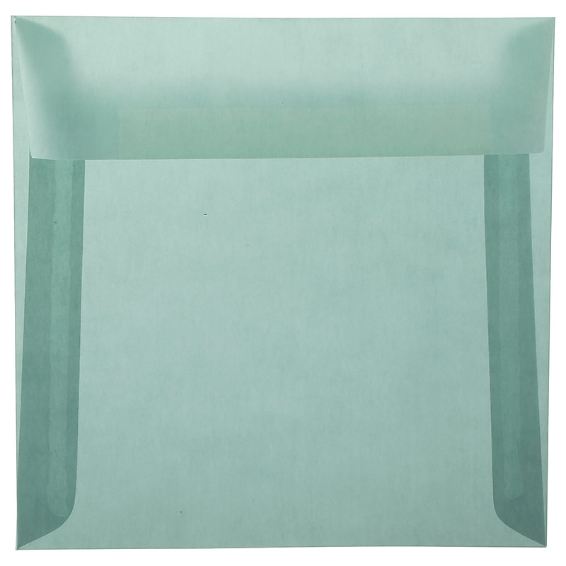 JAM Paper 6.5 x 6.5 Square Translucent Vellum Invitation Envelopes, Ocean Blue, 50/Pack (1592117I) image 1
