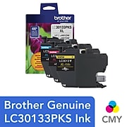 Brother LC30133PKS Cyan/Magenta/Yellow High Yield Ink Cartridge, 3/Pack (LC30133PKS)