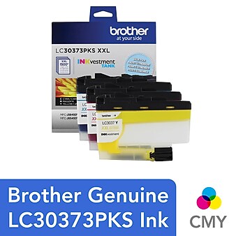Brother LC3037 Cyan/Magenta/Yellow Super High Yield Ink Tank Cartridge, 3/Pack