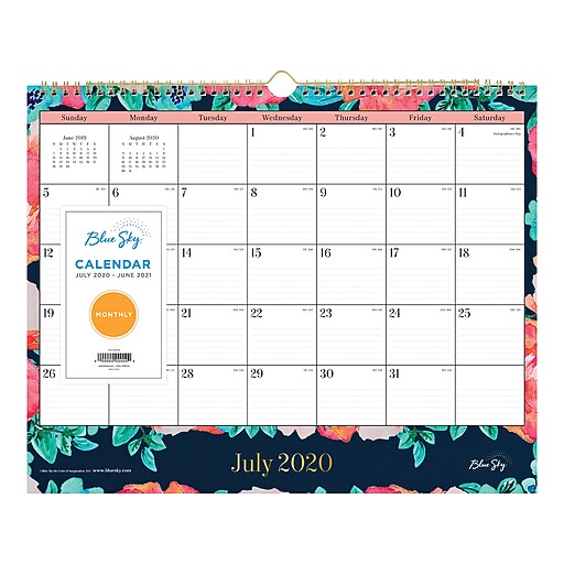 20202021 Blue Sky 12" x 15" Wall Calendar, Ayana, Multicolor (119640