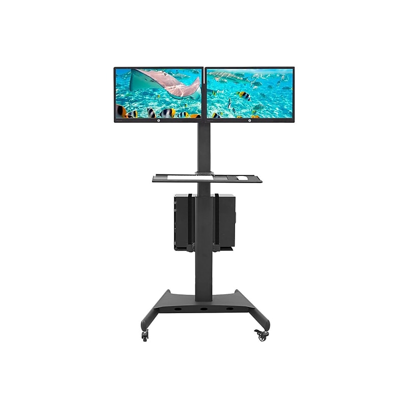 Mount-It! Metal Mobile A/V Cart with Swivel Wheels, Black (MI-7986) image 1