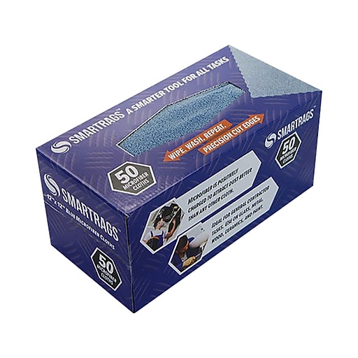 Monarch Brands SmartRags Microfiber Cleaning Rags, 12" x 12", Blue, 50