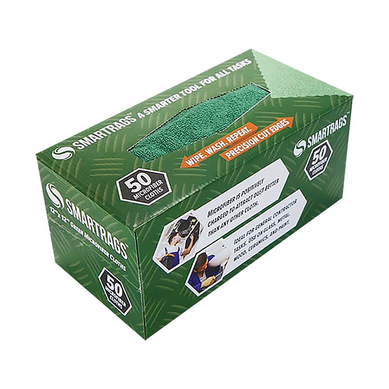 Monarch Brands SmartRags Microfiber Rags, 12" x 12", Green, 50/Box (M950G) image 1