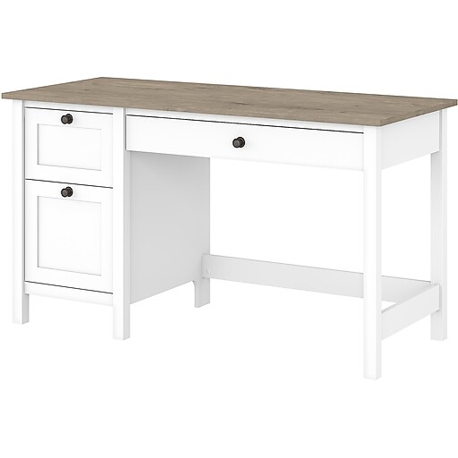 Bush Furniture Mayfield 54" Computer Desk with Drawers, Pure White
