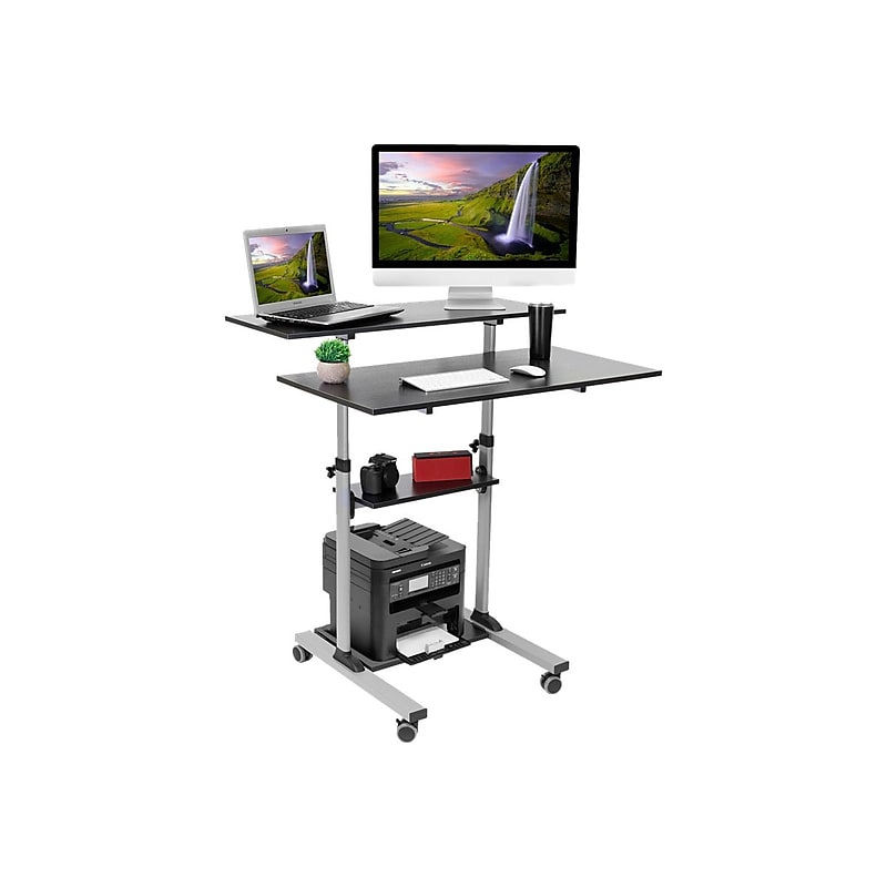Mount-It! 39.5"W Adjustable Steel Standing Desk, Gray/Black (MI-7970) image 1