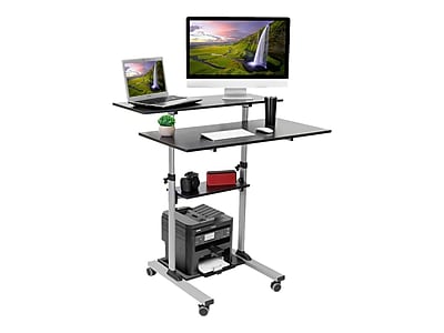 Mount-It! 39.5″W Adjustable Steel Standing Desk, Gray/Black (MI-7970) Simolary simolary.com