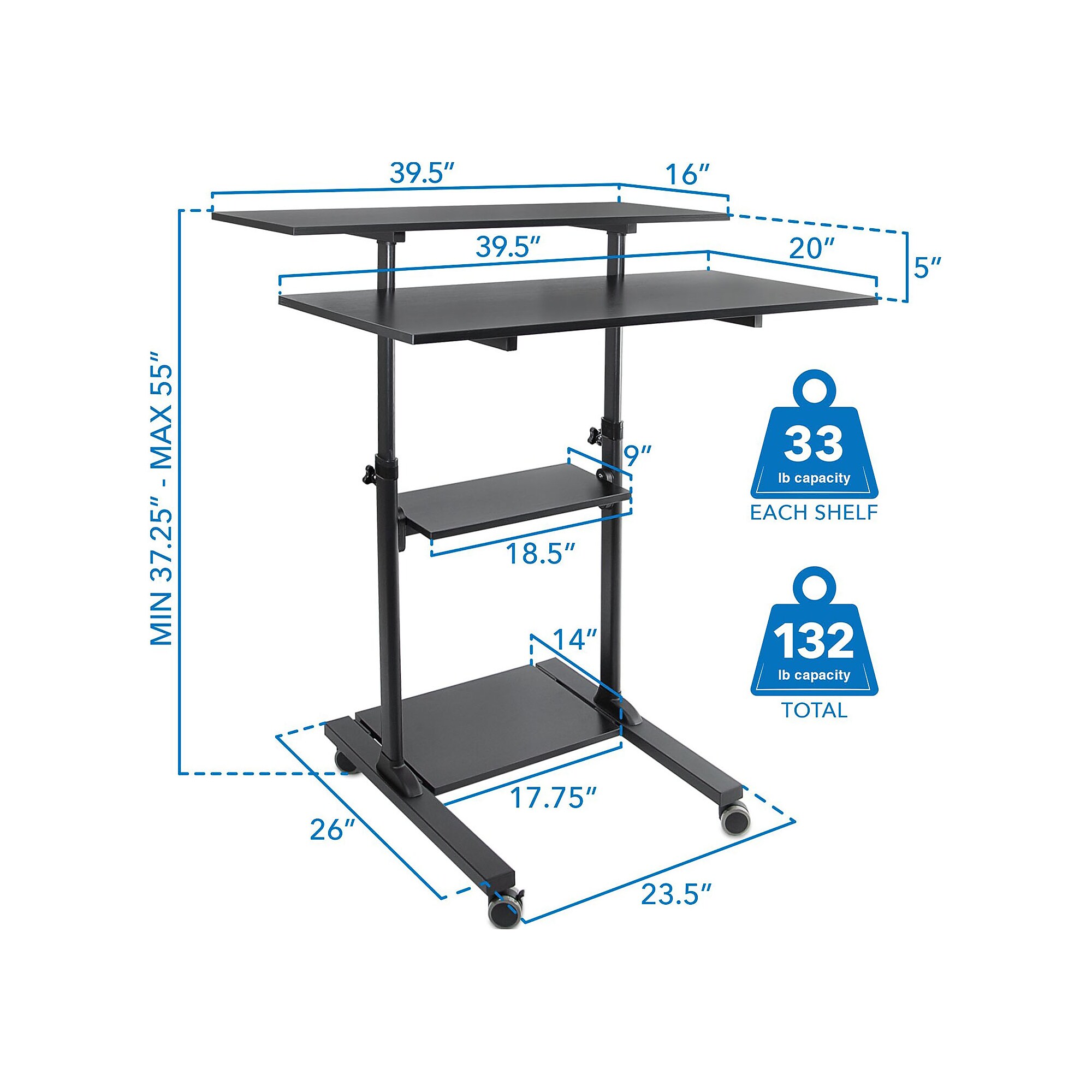 Mount-It! 39.5″ W Adjustable Steel Standing Desk, Black (MI-7970B) Sansujyuku sansujyuku.com