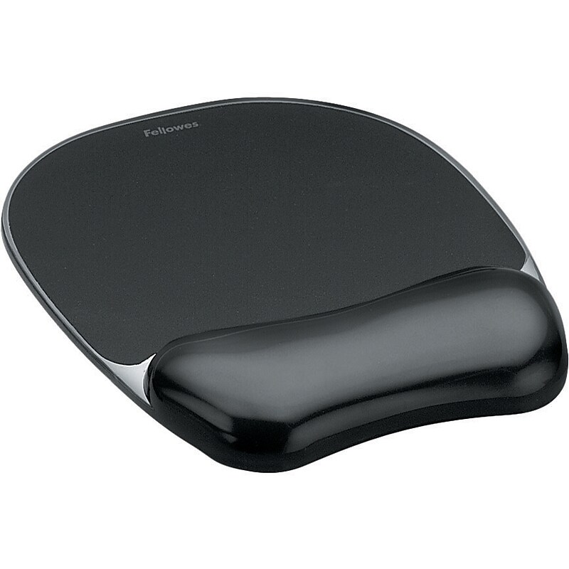 Fellowes Crystal Gel Mouse Pad/Wrist Rest Combo, Non-Skid Base, Black (9112101) image 1