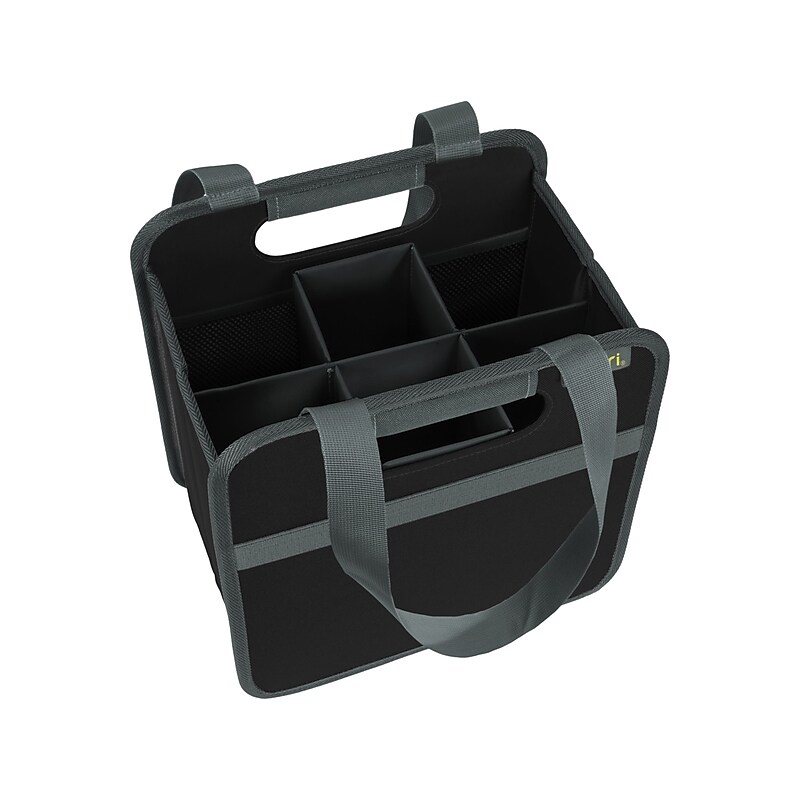 meori 6 Bottle Foldable Fabric Wine Tote 10.4" x 10.8" x 7.1", Lava Black (A100432) image 1