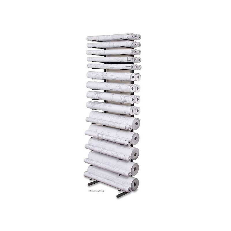 Brookside Design Vis-i-Rack High Capacity 13 Bin Blueprint Roll File Storage Rack, Textured Black (VR864) image 1