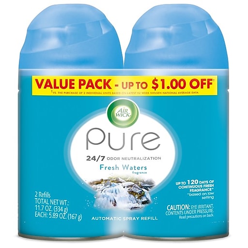 Air Wick Freshmatic Ultra Automatic Air Freshener, Fresh Waters, Twin
