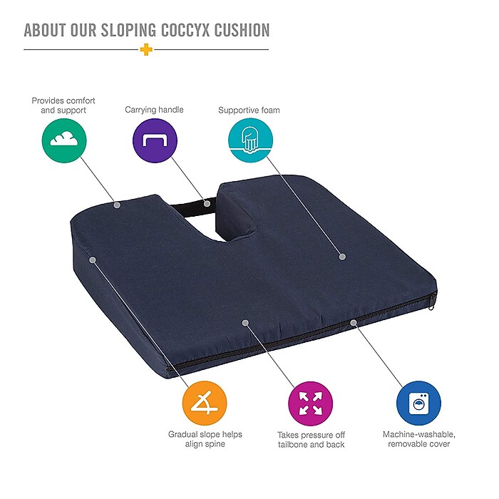 DMI Sloping Coccyx Foam Seat Cushion, Navy (513-7938-2400) | Staples