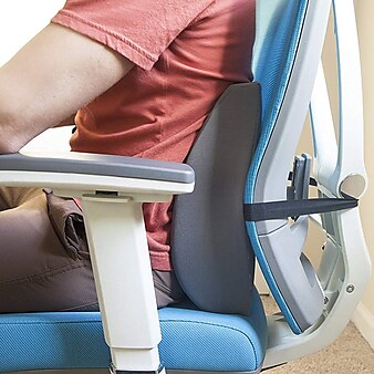 DMI Relax-A-Bac 14" x 13" Foam Lumbar Cushion with Strap, Polyester/Cotton Cover, Gray (555-7302-0300)