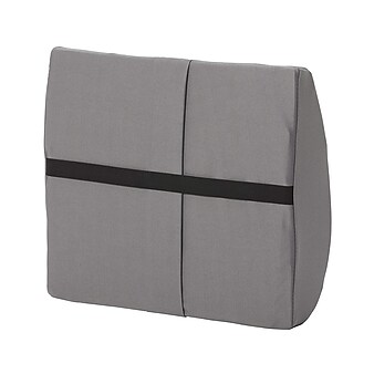 DMI Relax-A-Bac 14" x 13" Foam Lumbar Cushion with Strap, Polyester/Cotton Cover, Gray (555-7302-0300)