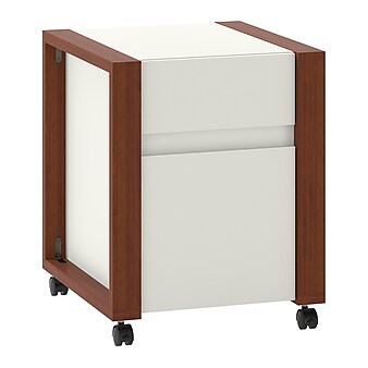 kathy ireland® Home by Bush Furniture Voss 1-Drawer Vertical File Cabinet, Letter, Cotton White/Serene Cherry, 20.87"D