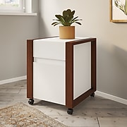 kathy ireland® Home by Bush Furniture Voss 1-Drawer Vertical File Cabinet, Letter, Cotton White/Serene Cherry, 20.87"D