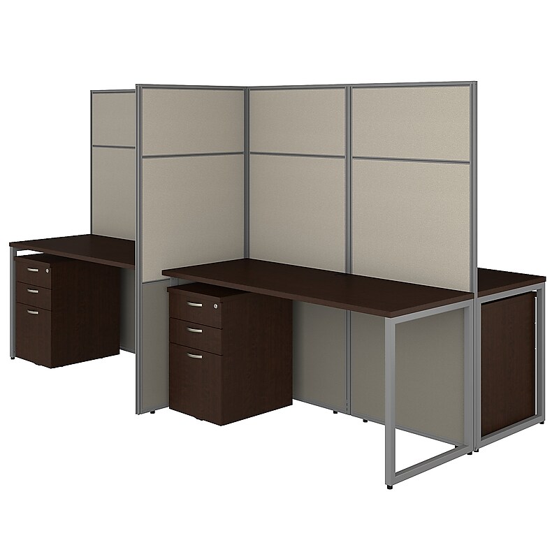 Bush Business Furniture Easy Office 66"H x 119"W 4 Person Back to Back Panel Workstation, Mocha Cherry (EODH66SMR-03K) image 1