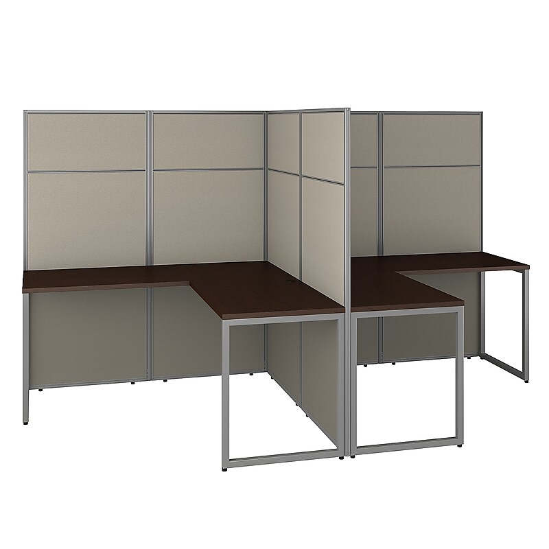Bush Business Furniture Easy Office 66"H x 119"W 2 Person T-Shaped Cubicle Workstation, Mocha Cherry (EODH560MR-03K) image 1