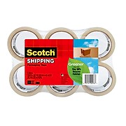 Scotch® Greener Commercial-Grade Shipping Packing Tape, 1.88" x 49.2 yds., Clear, 6 Rolls (3750G-6)