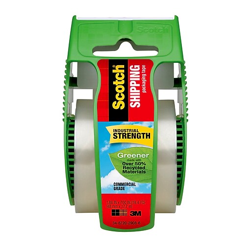 Scotch Greener Commercial Grade Shipping Tape with Dispenser, 1.88" x
