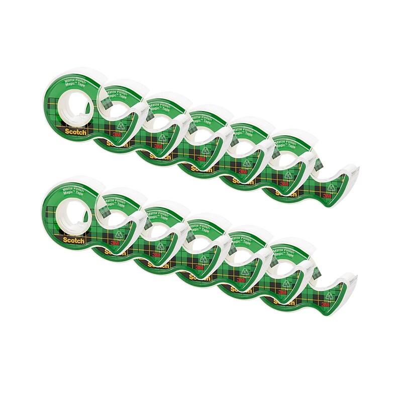 Scotch Magic Invisible Clear Tape Refill, 0.75" x 8.33 yds., 1" Core, Clear, 12 Rolls/Pack (105PK12) image 1