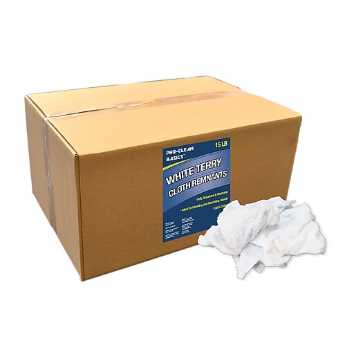 ProClean Basics Terry Cloth Rags, 15pound box, 10" W x 20" L, White