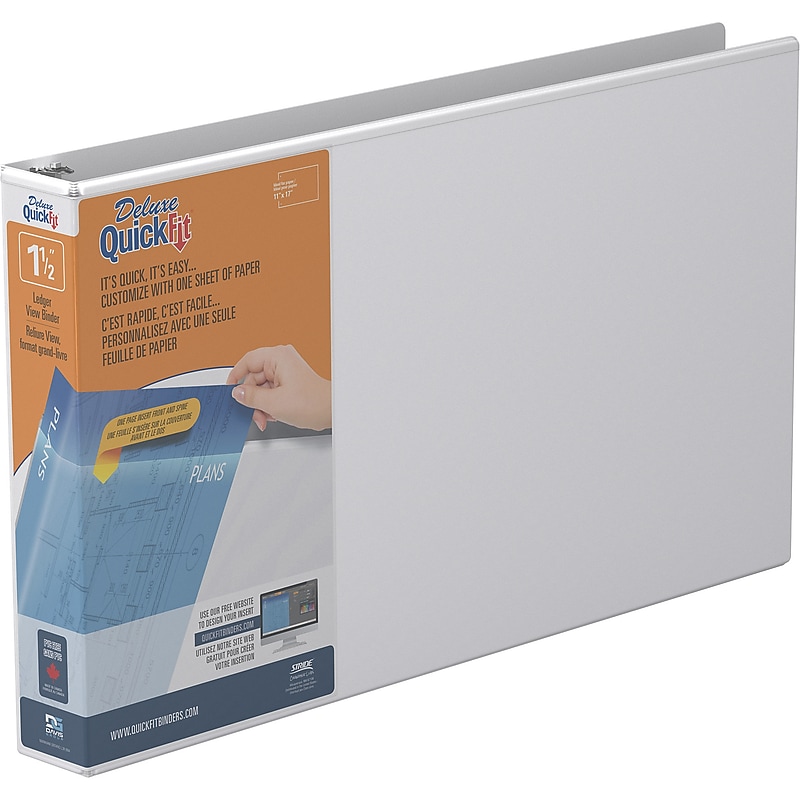 Stride Deluxe Heavy Duty 1 1/2" 3-Ring View Binders, D-Ring, White (94020) image 1