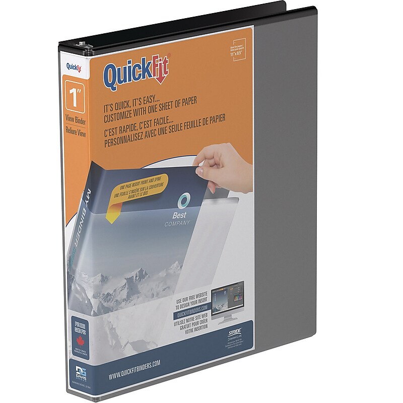 Stride Quick-Fit 1" 3-Ring View Binders, D-Ring, Black (8701-01) image 1