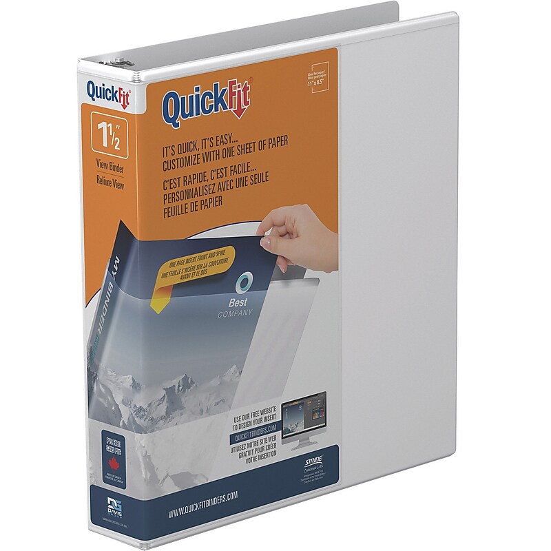 Stride 1 1/2" 3-Ring View Binders, D-Ring, White (8702-00) image 1