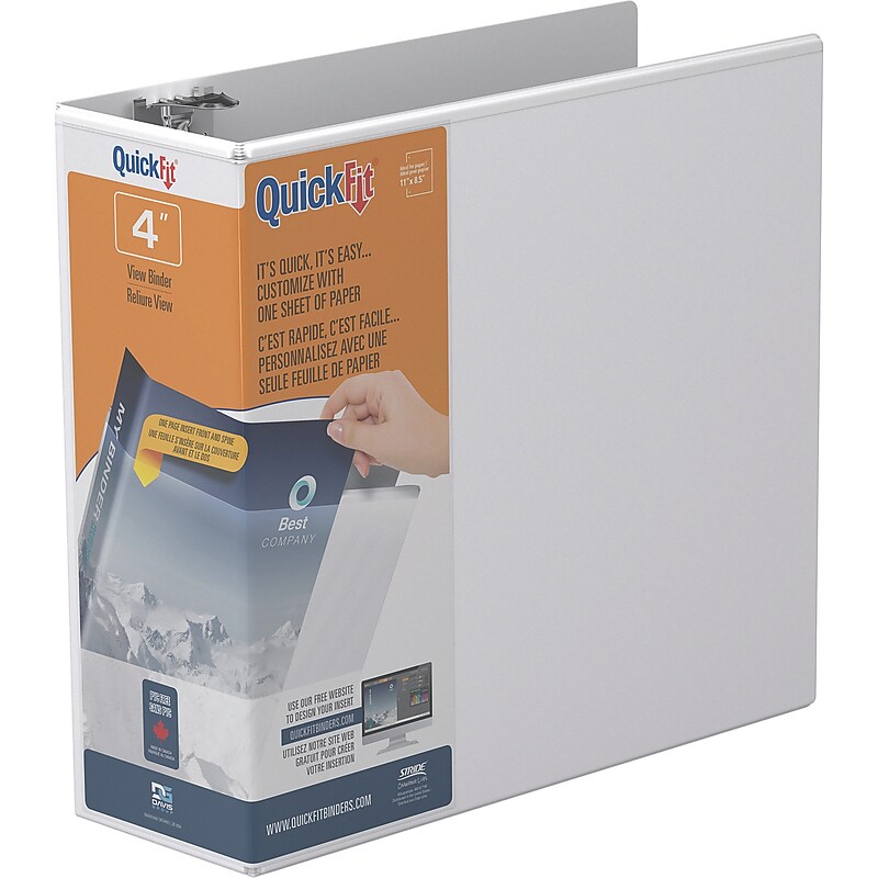 Stride 4" 3-Ring View Binders, D-Ring, White (8706-00) image 1