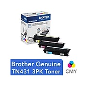 Brother TN-431 Cyan/Magenta/Yellow Standard Yield Toner Cartridge, 3/Pack (TN4313PK)