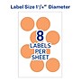 Avery Easy Peel Laser Color Coding Labels, 1 1/4" Dia, Neon Orange, 8 Labels/Sheet, 50 Sheets/Pack (5476)~#|#~sp75153385_sc7