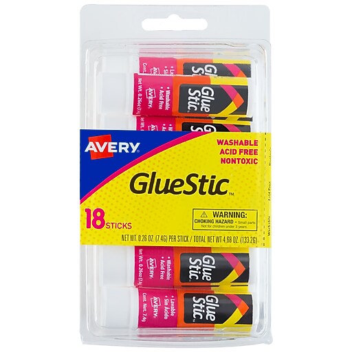 Avery Glue Stic Permanent Glue Sticks, 0.26 Oz., 18/Pack (98001) at Staples