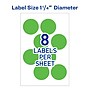 Avery Laser Color Coding Labels, 1 1/4" Dia., Neon Green, 8/Sheet, 50 Sheets/Pack (5498)~#|#~sp75153481_sc7
