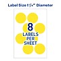 Avery Easy Peel Laser Color Coding Labels, 1 1/4" Dia, Neon Yellow, 8 Labels/Sheet, 50 Sheets/Pack (5499)~#|#~sp75153497_sc7