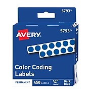 Avery Hand Written Identification & Color Coding Labels, 1/4" Dia., Dark Blue, 450/Pack (5793)