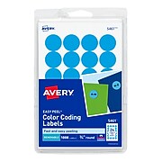 Avery Laser/Inkjet Color Coding Labels, 3/4" Dia., Light Blue, 1008 Labels Per Pack (5461)