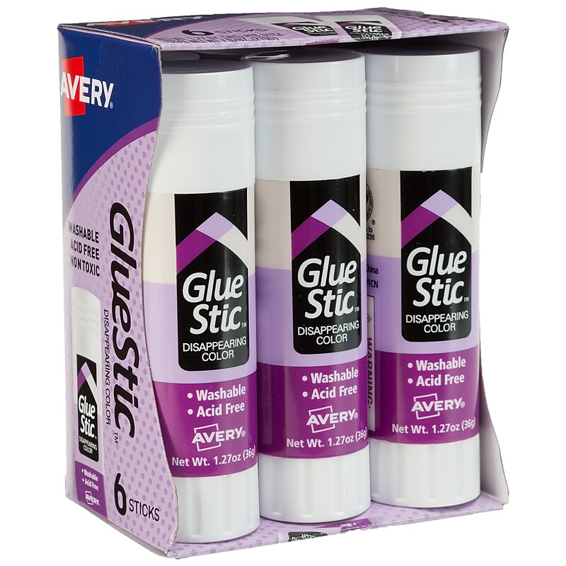 Avery GlueStic Washable Glue Sticks, 6/Pack (98071) image 1
