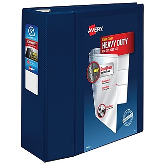 Avery Heavy Duty 5" 3-Ring View Binders, D-Ring, Navy Blue (79806)
