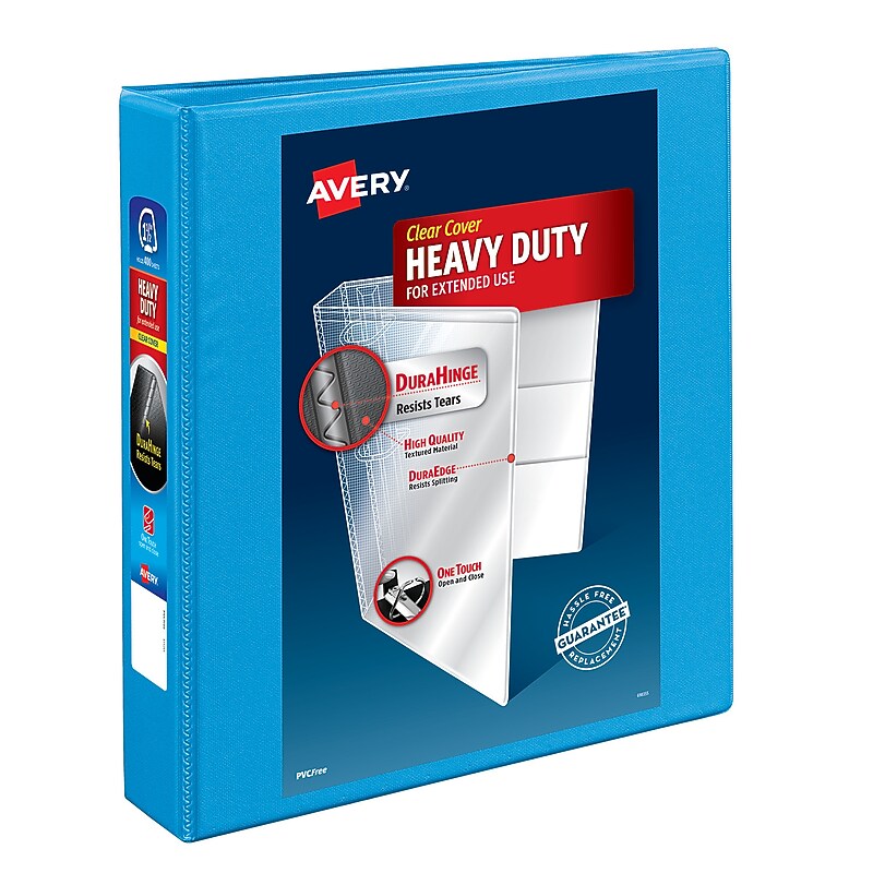 Avery Nonstick Heavy Duty 1 1/2" 3-Ring View Binders, Slant Ring, Light Blue (5401) image 1