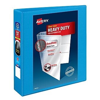 Avery Nonstick Heavy Duty 2" 3-Ring View Binders, Slant Ring, Light Blue (5501)