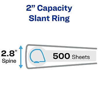 Avery Nonstick Heavy Duty 2" 3-Ring View Binders, Slant Ring, Light Blue (5501)