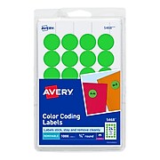Avery Laser Color Coding Labels, 3/4" Dia., Neon Green, 1008 Labels Per Pack (5468)