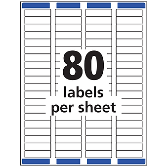 Avery Easy Peel Inkjet Return Address Labels, 1/2" x 1-3/4", White, 80 Labels/Sheet, 25 Sheets/Pack, 2000 Labels/Pack (8167)