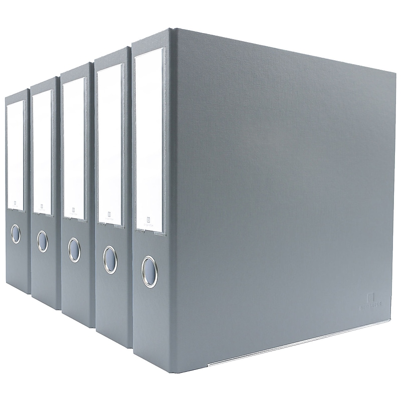 Bindertek Premium 2" 3-Ring Non-View Binders, D-Ring, Light Gray, 5/Pack (3EFPACK-LG) image 1
