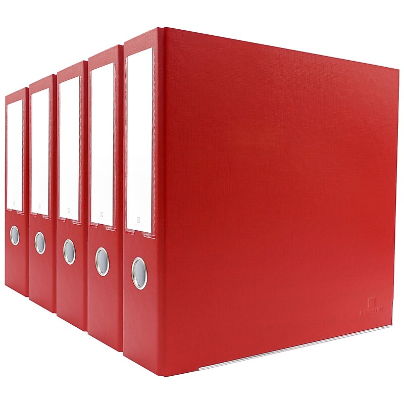 Bindertek Premium 2" 3-Ring Non-View Binders, D-Ring, Red, 5/Pack (3EFPACK-RD) image 1