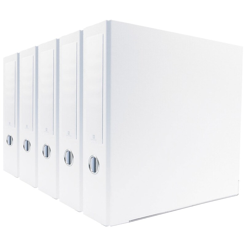 Bindertek Premium 2" 3-Ring Non-View Binders, D-Ring, White, 5/Pack (3EFPACK-WH) image 1