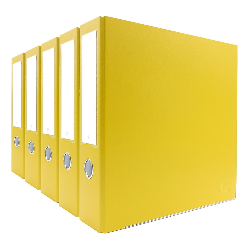 Bindertek Premium 2" 3-Ring Non-View Binders, D-Ring, Yellow, 5/Pack (3EFPACK-YE) image 1